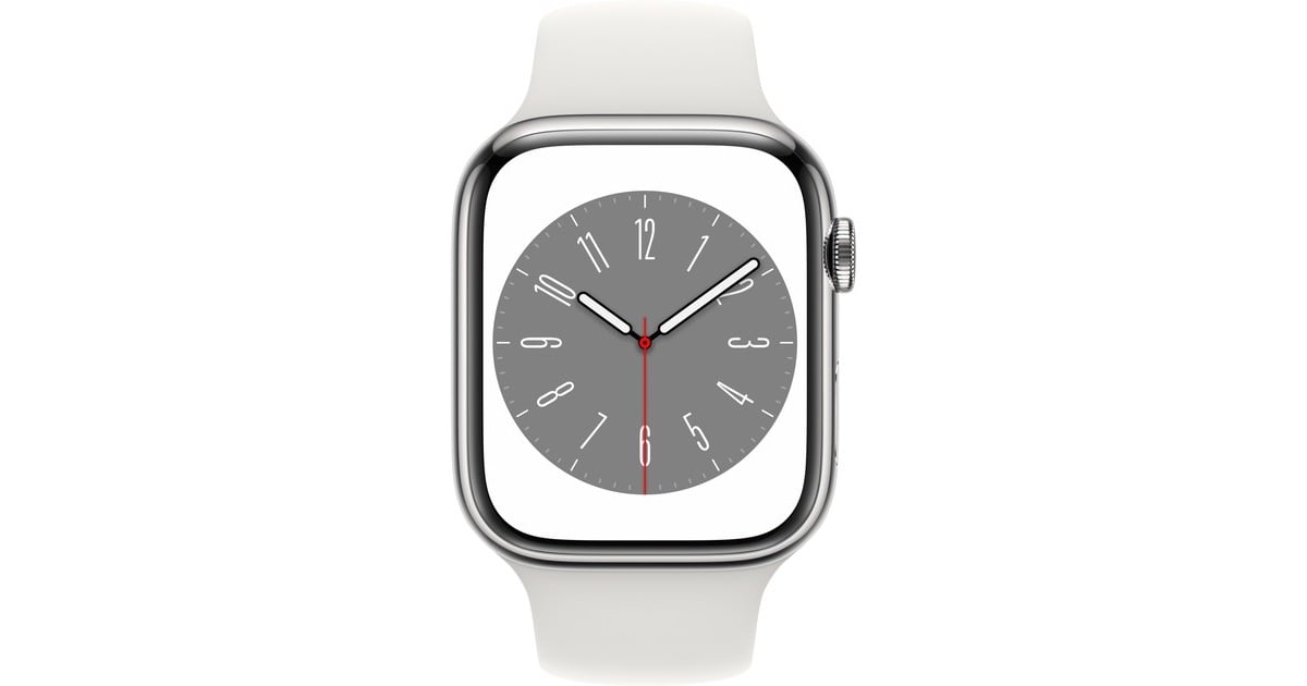 Apple Watch Series 8, Smartwatch(silber, 45 mm, Sportarmband, Edelstahl-Gehäuse, LTE, Outlet) Apple Watch Series 8, Smartwatch(silber, 45 mm, Sportarmband, Edelstahl-Gehäuse, LTE, Outlet)