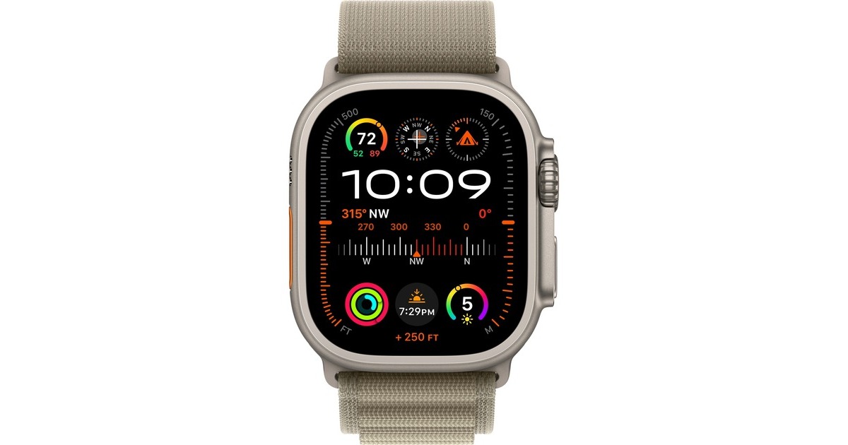 Apple Watch Ultra 2, Smartwatch(olivgrün, 49 mm, Alpine Loop, Titangehäuse, Cellular) Apple Watch Ultra 2, Smartwatch(olivgrün, 49 mm, Alpine Loop, Titangehäuse, Cellular)