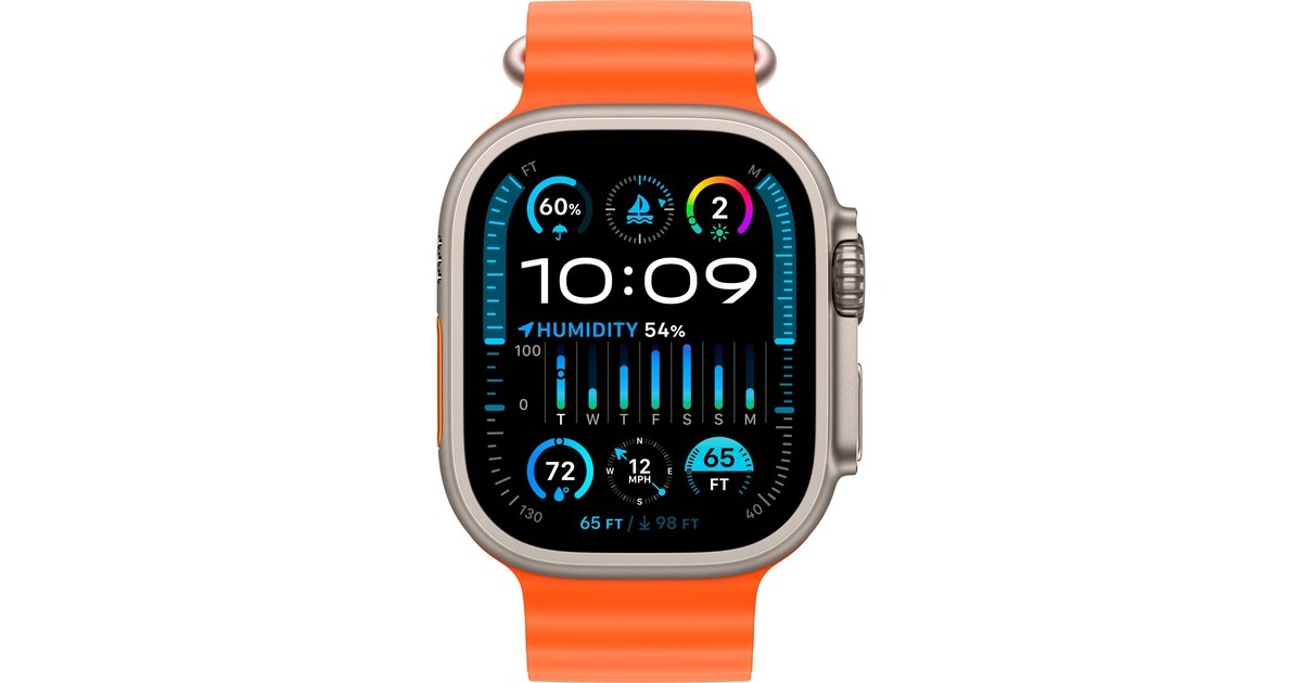 Apple Watch Ultra 2, Smartwatch(orange, 49 mm, Ocean Armband, Titangehäuse, Cellular) Apple Watch Ultra 2, Smartwatch(orange, 49 mm, Ocean Armband, Titangehäuse, Cellular)