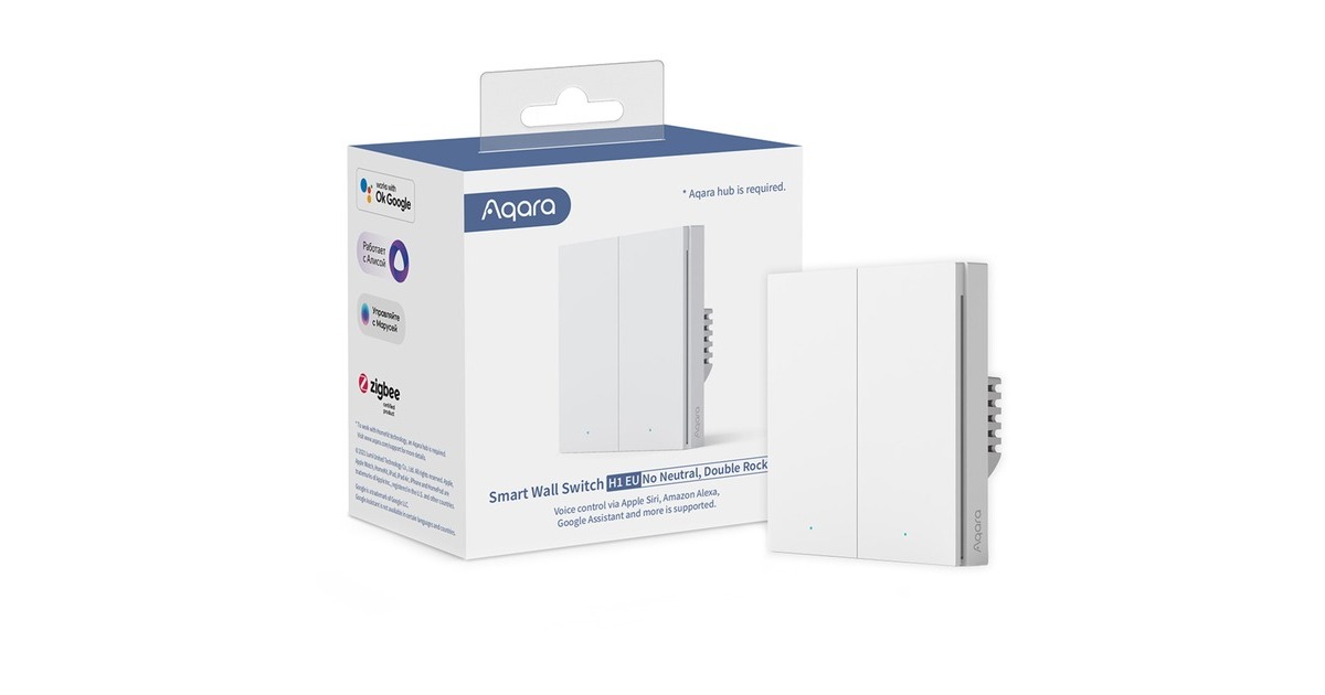 Aqara Smart Wall Switch H1 - zwei Wippen ohne Neutralleiter, Taster(weiß)