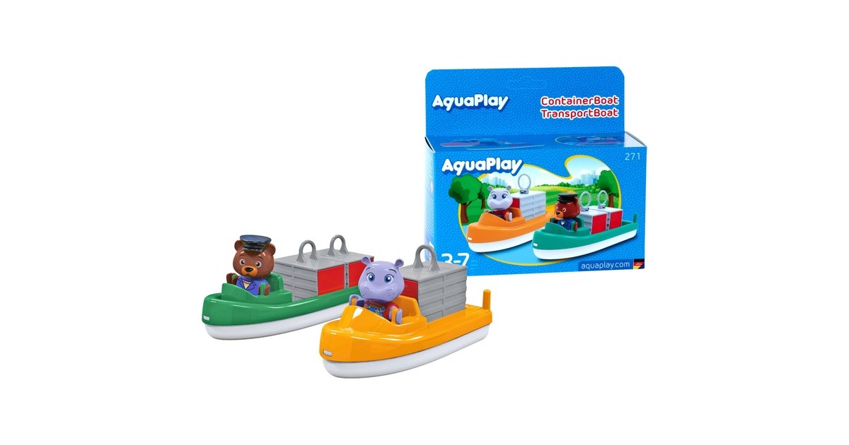 Aquaplay Container- & Transportboot, Spielfahrzeug(mehrfarbig, Inkl. 2 Spielfiguren)