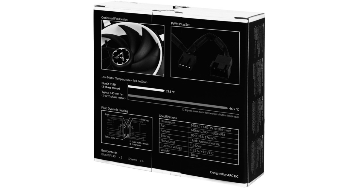 Arctic BioniX F140 140x140x27, Gehäuselüfter(schwarz/weiß)