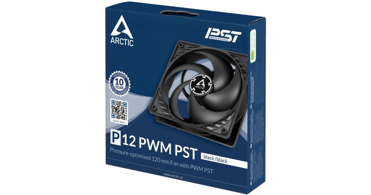 Arctic P12 PWM PST 120x120x25, Gehäuselüfter(schwarz, 5er Pack)