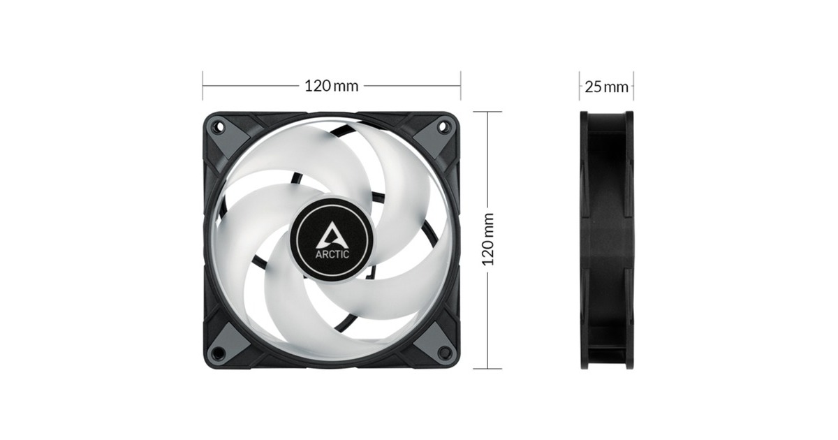 Arctic P12 PWM PST A-RGB 0dB 120x120x25, Gehäuselüfter(schwarz)