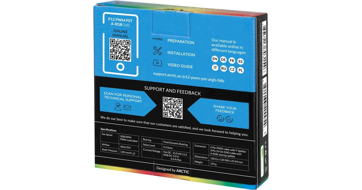 Arctic P12 PWM PST A-RGB 0dB 120x120x25, Gehäuselüfter(schwarz)