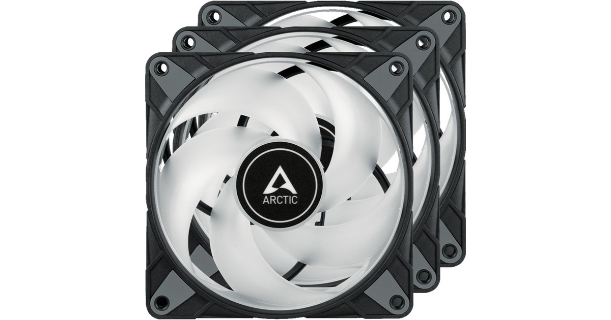 Arctic P12 PWM PST A-RGB 0dB 3er 120x120x25, Gehäuselüfter(schwarz/transparent, 3er Pack)