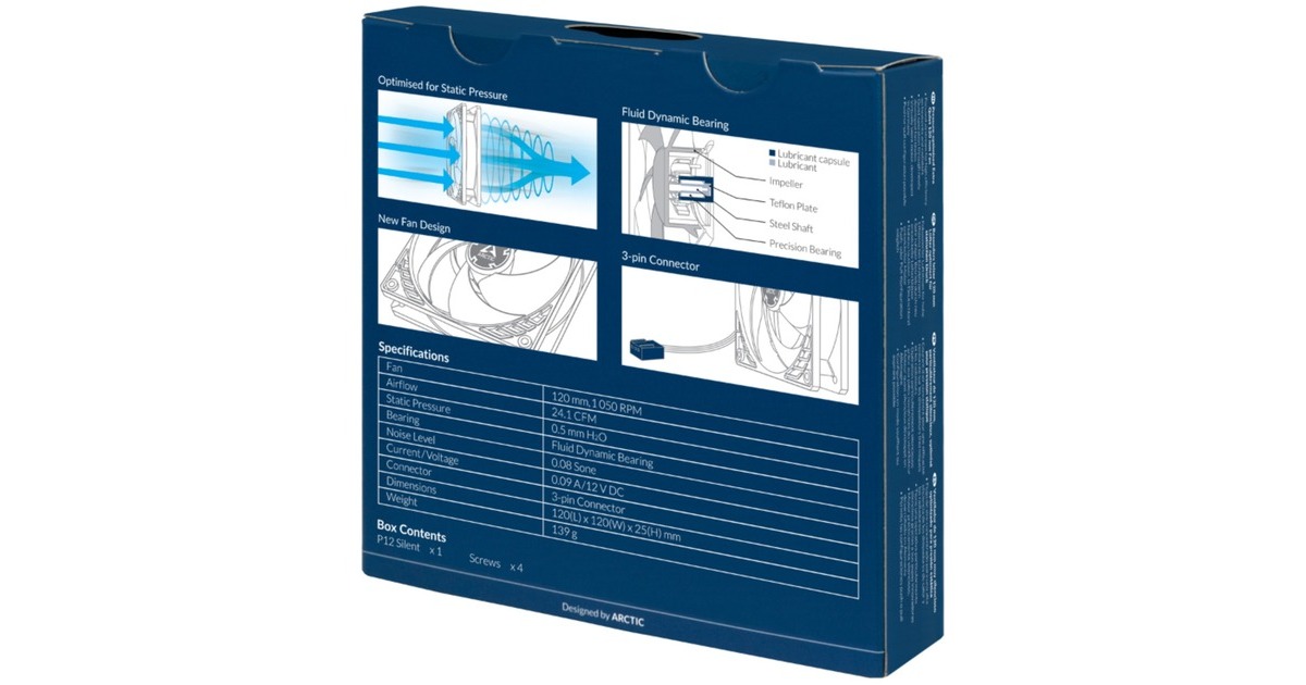 Arctic P12 Silent 120x120x25, Gehäuselüfter(schwarz)