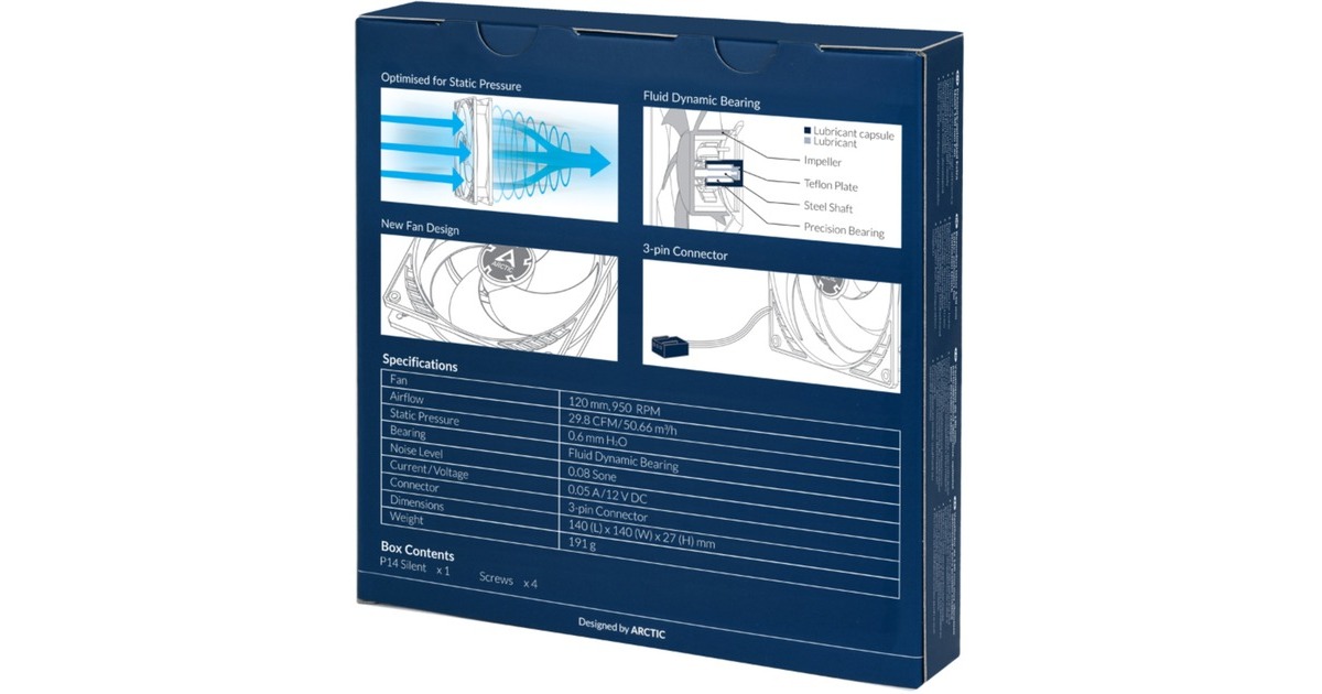 Arctic P14 Silent 140x140x27, Gehäuselüfter(schwarz)