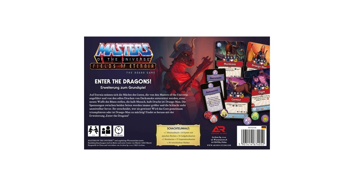 Asmodee Masters of the Universe Fields of Eternia - Enter the Dragons!, Brettspiel(Erweiterung)
