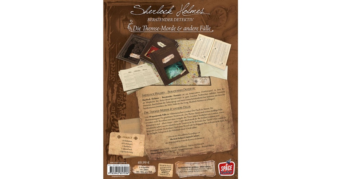 Asmodee Sherlock Holmes Beratender Detektiv: Die Themse-Morde & andere Fälle, Brettspiel