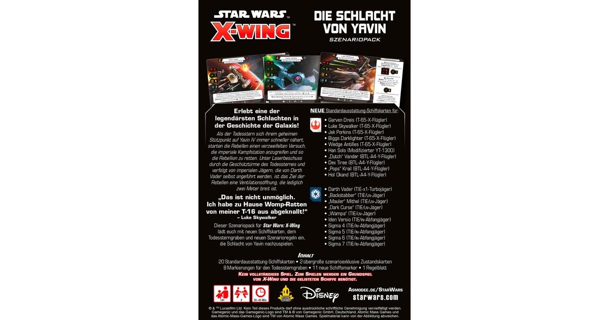 Asmodee Star Wars: X-Wing 2. Edition - Die Schlacht von Yavin, Tabletop(Erweiterung)
