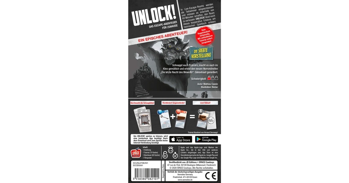 Asmodee Unlock! Die Siebte Vorstellungen, Kartenspiel
