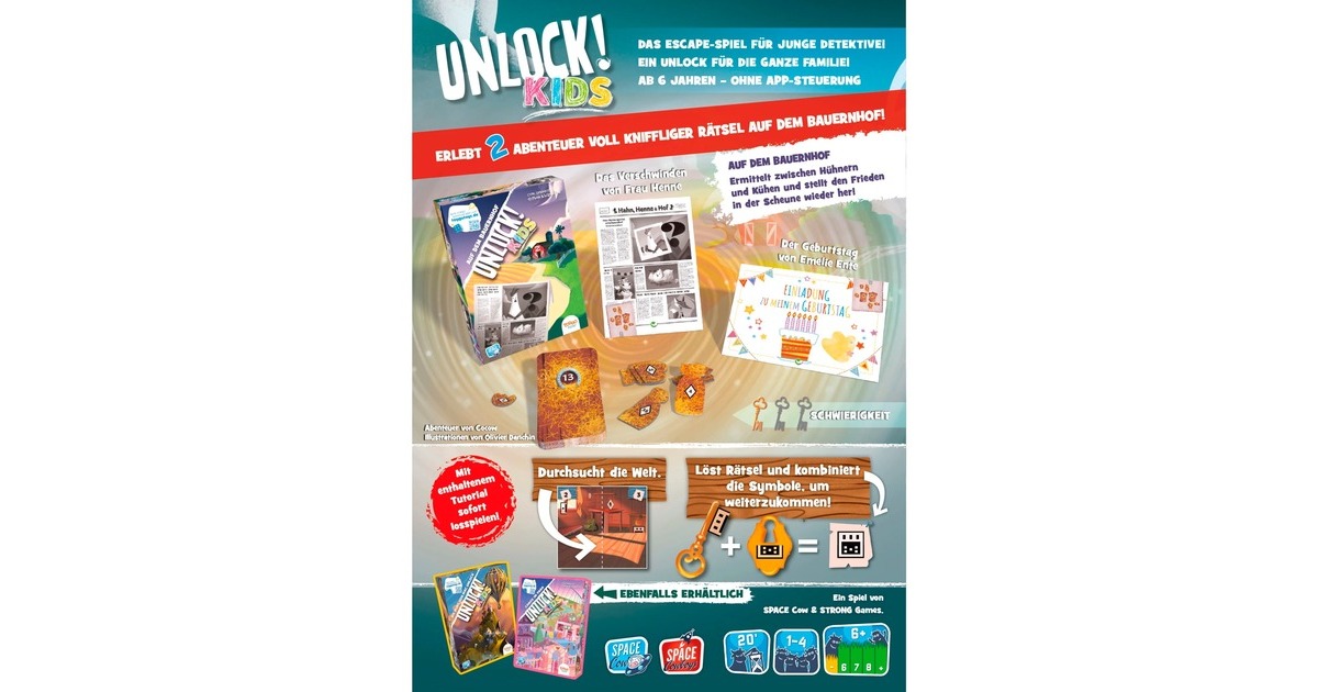 Asmodee Unlock! Kids - Auf dem Bauernhof, Kartenspiel