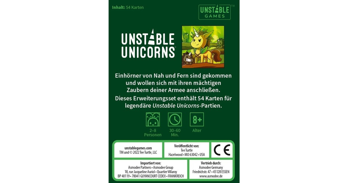 Asmodee Unstable Unicorns - Legendäre Einhörner, Kartenspiel(Erweiterung)