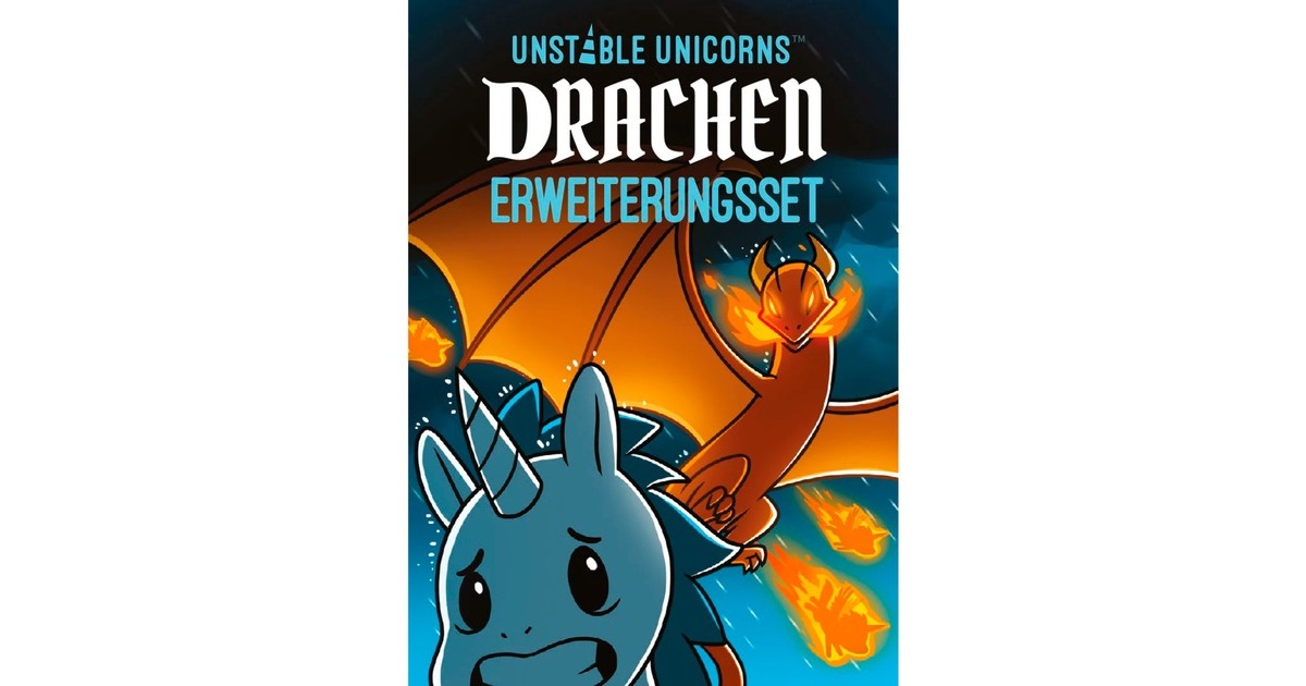 Asmodee Unstable Unicorns- Drachen Erweiterungsset, Kartenspiel(Erweiterung)