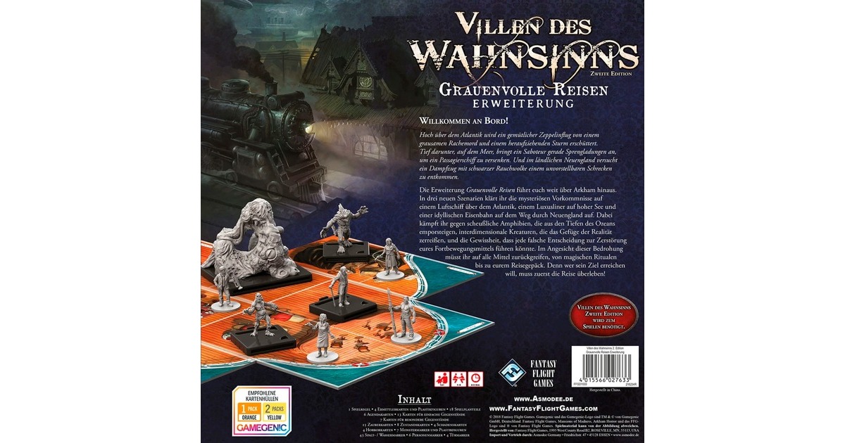Asmodee Villen des Wahnsinns - Grauenvolle Reisen, Brettspiel(Erweiterung, 2. Edition)