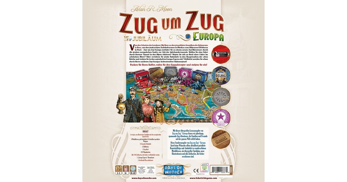 Asmodee Zug um Zug Europa 15 Jahre Edition, Brettspiel