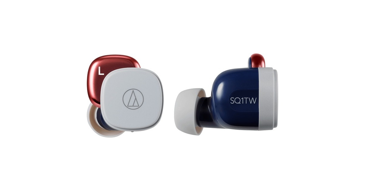 Audio-Technica ATH-SQ1TWNRD, Kopfhörer(rot/blau, Bluetooth, USB-C)