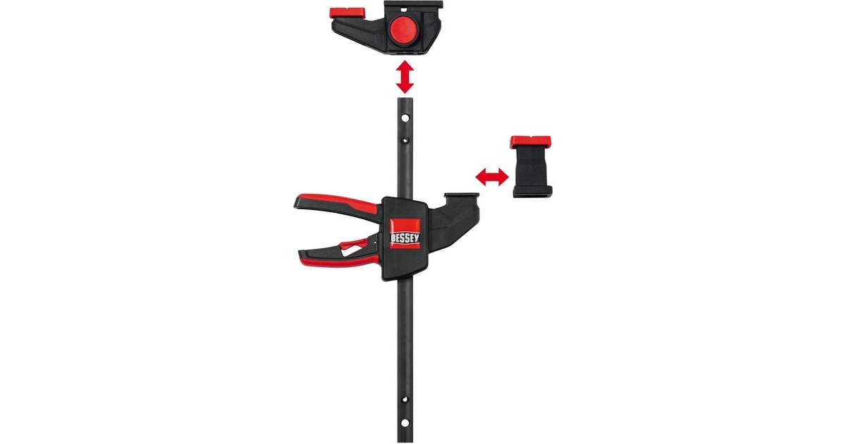 BESSEY 2x Einhand-Tischzwinge EZR15-6 SET(schwarz/rot, 150 / 60)