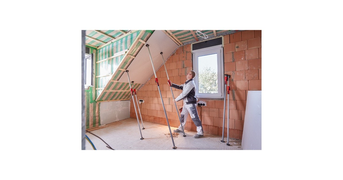 BESSEY Decken-und Montagestütze STE370(silber/rot, 2.070mm - 3.700mm, mit Pumpgriff)