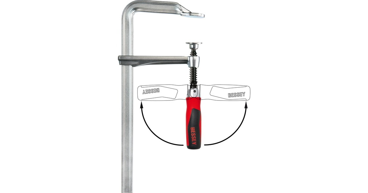 BESSEY Original Ganzstahl-Schraubzwinge GZ30-12KG(silber/rot, 300 / 120, mit Klappgriff)