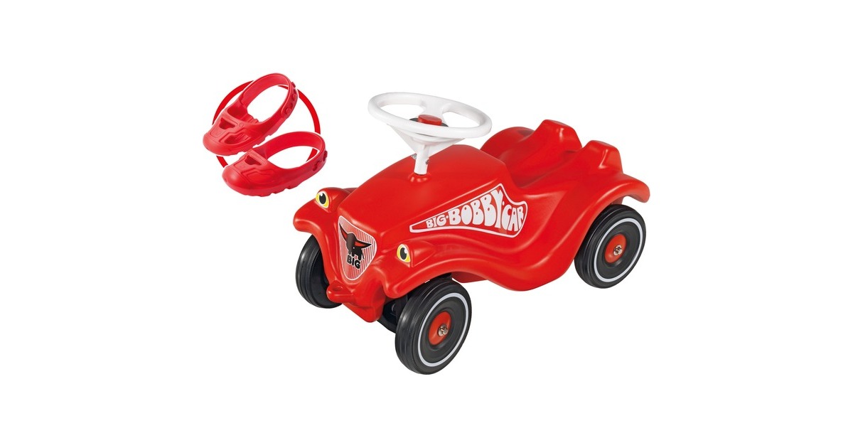 BIG Bobby-Car-Classic, Rutscher(rot/schwarz, Flüsterräder und Schuhschonern)