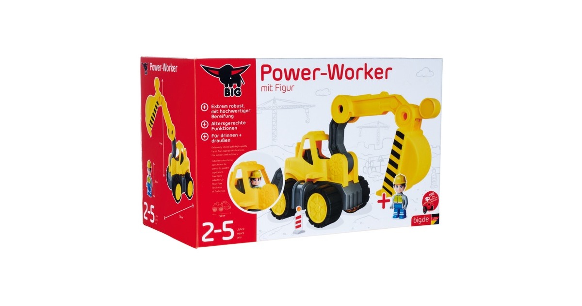BIG Power-Worker Bagger + Figur, Spielfahrzeug(gelb/grau)