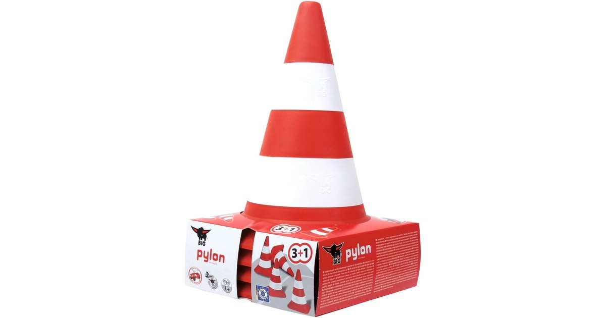 BIG Pylonen Set 4 Stück, Verkehrszeichen(orange/weiß)