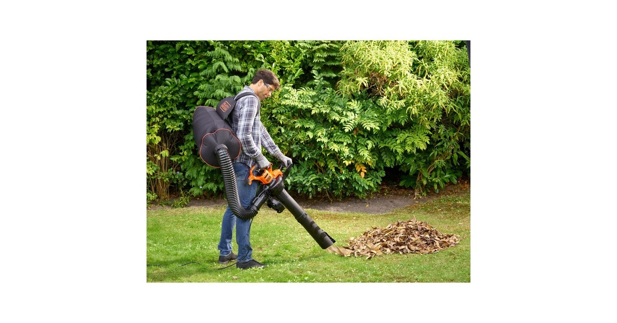 BLACK+DECKER 3-in-1 Elektro-Laubsauger BEBLV300-QS, Laubsauger/Laubbläser(schwarz/orange, 3.000 Watt)