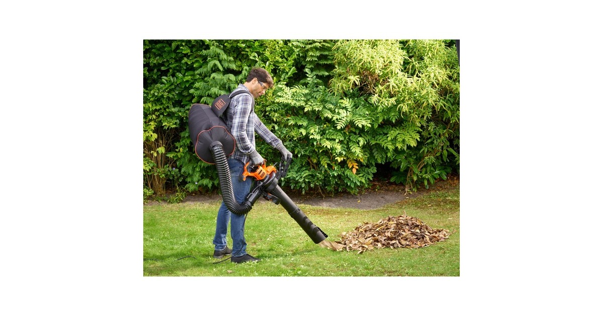 BLACK+DECKER 3-in-1 Elektro-Laubsauger BEBLV301-QS, Laubsauger/Laubbläser(schwarz/orange, 3.000 Watt)