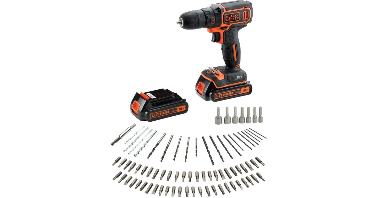 BLACK+DECKER Akku-Bohrschrauber BDCDC18BAFC, 18Volt(schwarz/orange, 2x Li-Ionen Akku (1,5Ah), 80-tlg. Zubehör-Set) BLACK+DECKER Akku-Bohrschrauber BDCDC18BAFC, 18Volt(schwarz/orange, 2x Li-Ionen Akku (1,5Ah), 80-tlg. Zubehör-Set)