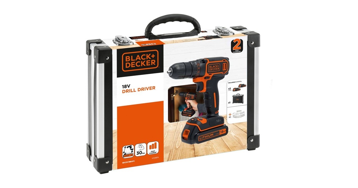 BLACK+DECKER Akku-Bohrschrauber BDCDC18BAFC, 18Volt(schwarz/orange, 2x Li-Ionen Akku (1,5Ah), 80-tlg. Zubehör-Set) BLACK+DECKER Akku-Bohrschrauber BDCDC18BAFC, 18Volt(schwarz/orange, 2x Li-Ionen Akku (1,5Ah), 80-tlg. Zubehör-Set)