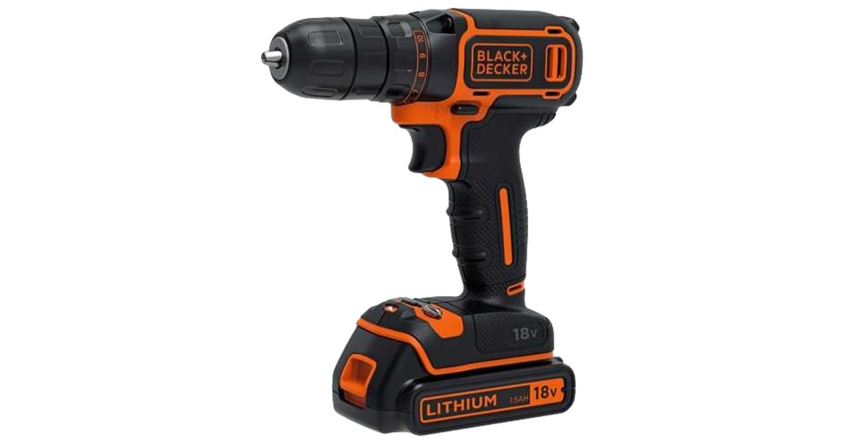BLACK+DECKER Akku-Bohrschrauber BDCDC18K, 18Volt(schwarz/orange, Li-Ion-Akku 1,5Ah, im Koffer)