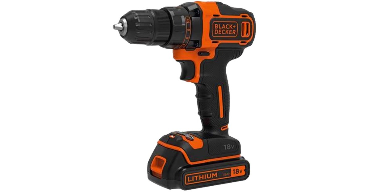 BLACK+DECKER Akku-Bohrschrauber BDCDD186K, 18Volt(schwarz/orange, Li-Ionen Akku 1,5 Ah, im Koffer)
