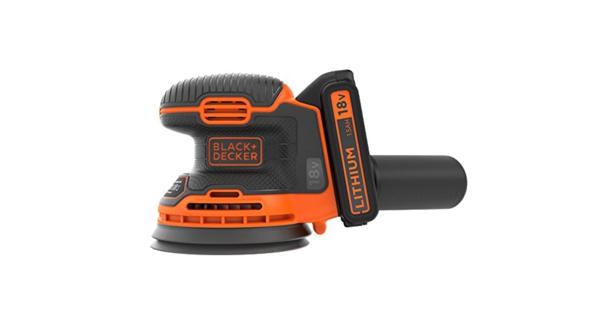 BLACK+DECKER Akku-Exzenterschleifer BDCROS18-QW, 18Volt(orange/schwarz, Li-Ionen Akku 1,5Ah)