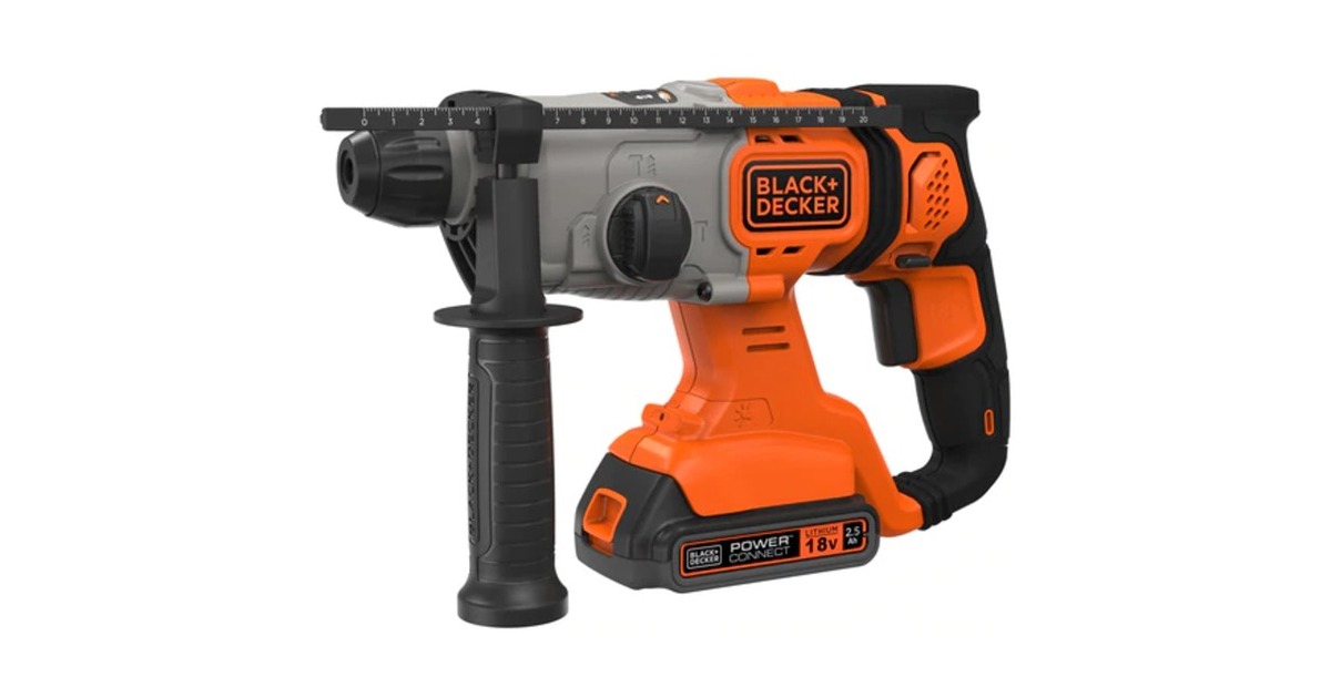 BLACK+DECKER Akku-Kombihammer BCD900E2K, 18Volt, Bohrhammer(orange/schwarz, 2x 2,5Ah Li-Ionen-Akku)