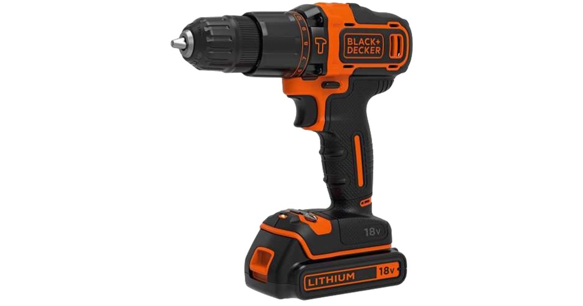 BLACK+DECKER Akku-Schlagbohrschrauber BDCHD18KB, 18Volt(schwarz/orange, 2x Li-Ionen Akku 1,5Ah, Koffer)