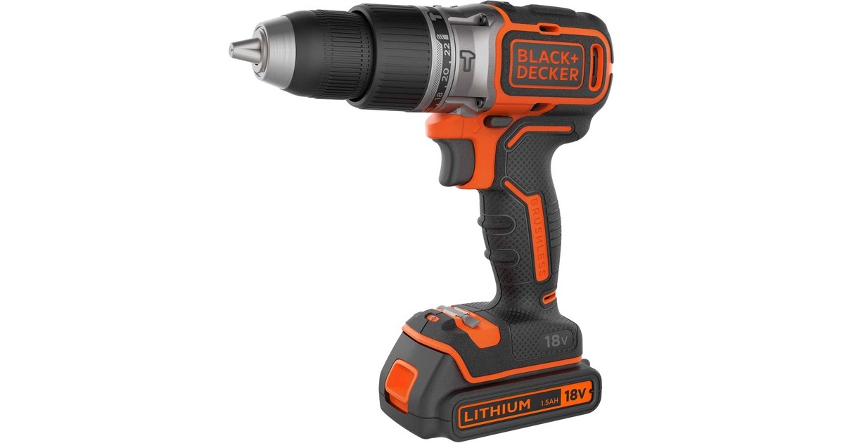 BLACK+DECKER Akku-Schlagbohrschrauber BL188KB, 18Volt(schwarz/orange, 2x Li-Ionen Akku 1,5Ah, Koffer)