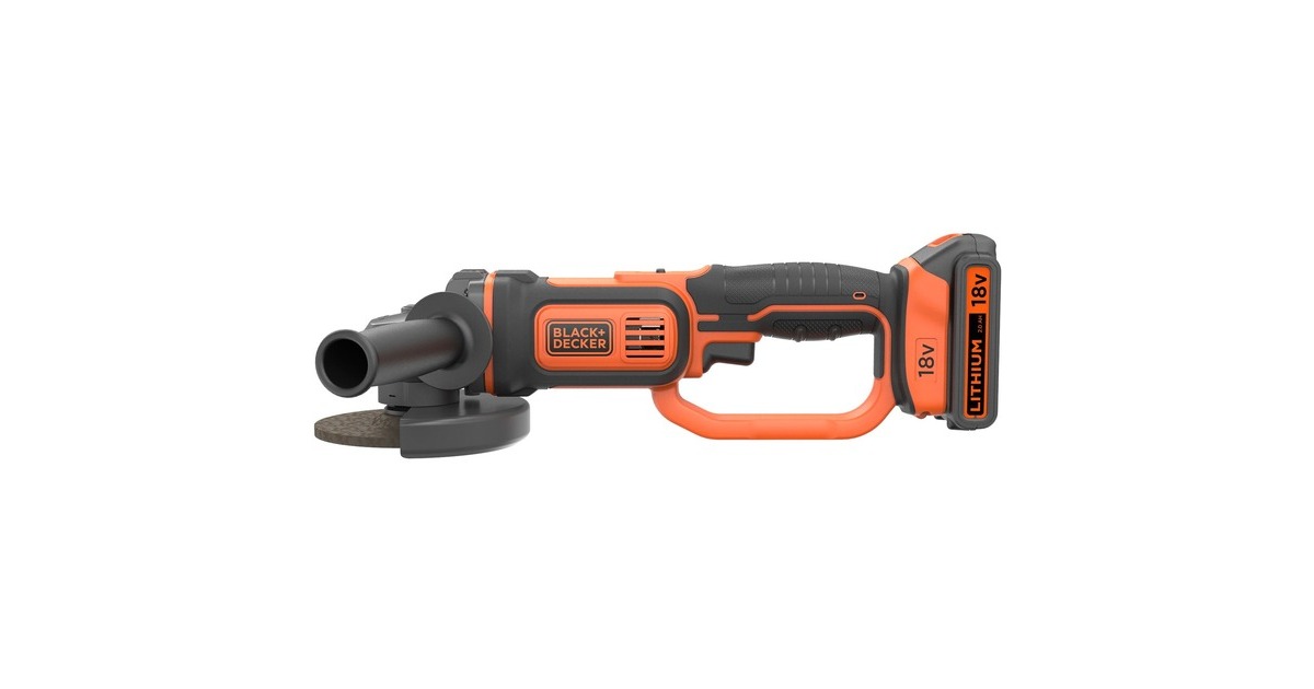 BLACK+DECKER Akku-Winkelschleifer BCG720M1, 18Volt(schwarz/orange, Li-Ionen Akku 4Ah)