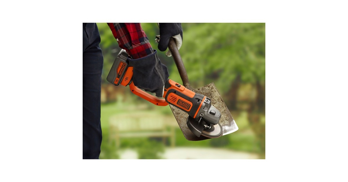 BLACK+DECKER Akku-Winkelschleifer BCG720M1, 18Volt(schwarz/orange, Li-Ionen Akku 4Ah)