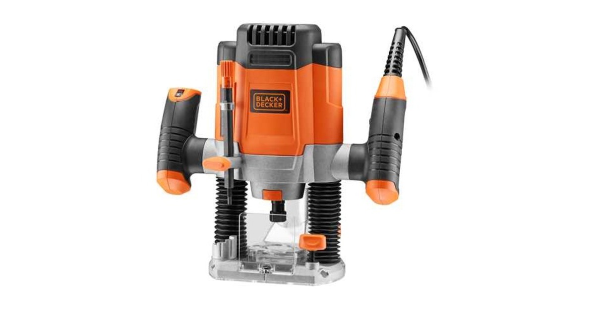 BLACK+DECKER Elektronik-Oberfräse KW1200E-QS(orange/schwarz, 1.200 Watt)