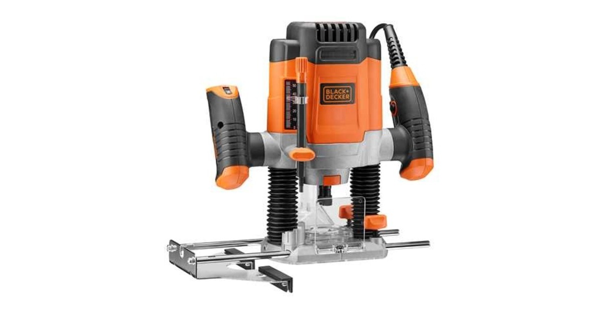 BLACK+DECKER Elektronik-Oberfräse KW1200E-QS(orange/schwarz, 1.200 Watt)