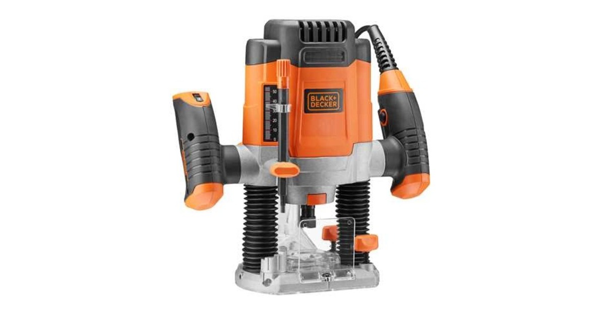 BLACK+DECKER Elektronik-Oberfräse KW1200E-QS(orange/schwarz, 1.200 Watt)