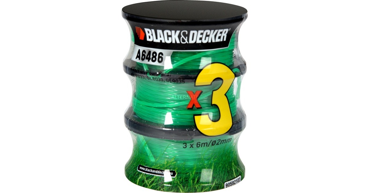 BLACK+DECKER Fadenspule Reflex A6486, Mäh-Faden(6 Meter, Ø 2mm, 2+1 Vorteilspack)