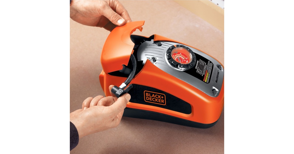 BLACK+DECKER Kompressor ASI300, 11bar, Luftpumpe(orange/schwarz, 12 Volt Zigarettenzünder-Anschluss)
