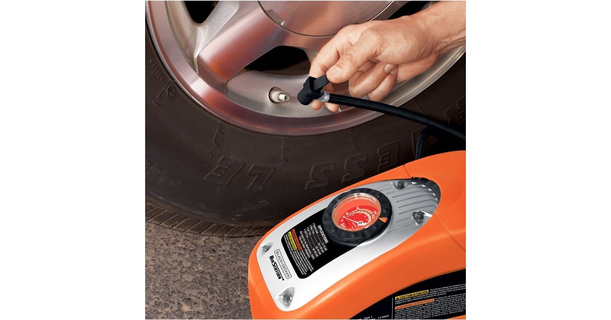 BLACK+DECKER Kompressor ASI300, 11bar, Luftpumpe(orange/schwarz, 12 Volt Zigarettenzünder-Anschluss)