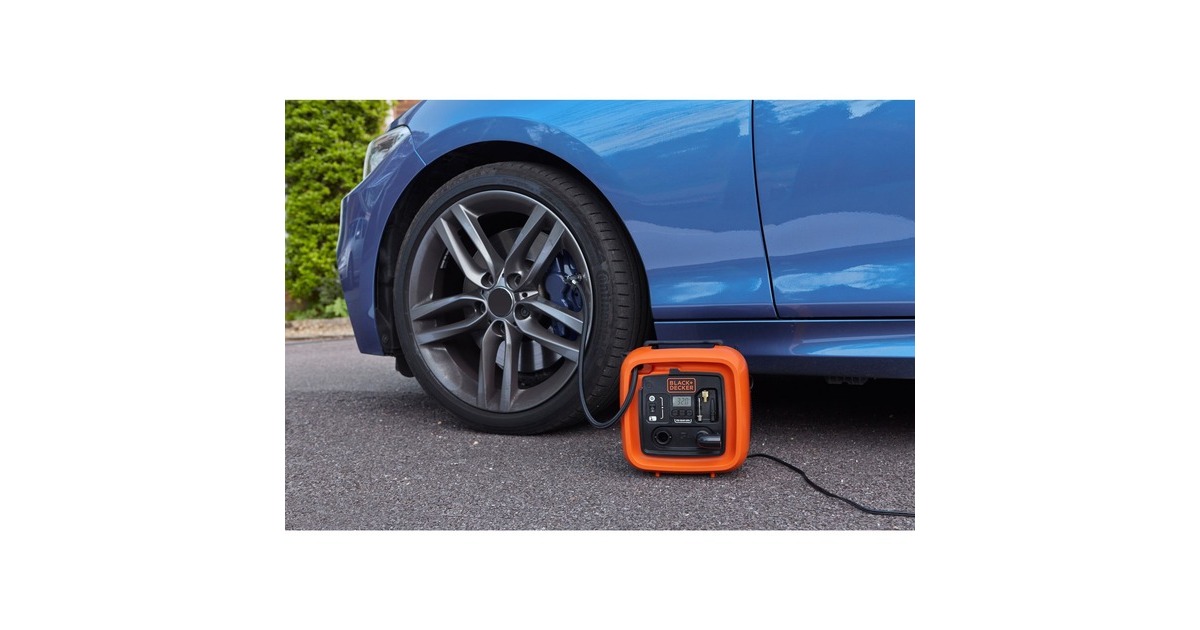 BLACK+DECKER Kompressor ASI400-XJ, 11bar, Luftpumpe(orange/schwarz, 12 Volt Zigarettenzünder-Anschluss)
