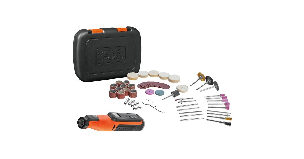 BLACK+DECKER Multifunktions-Werkzeug BCRT8IK-XJ, 7,2Volt(orange/schwarz, 52-teiliges Zubehör, im Koffer)