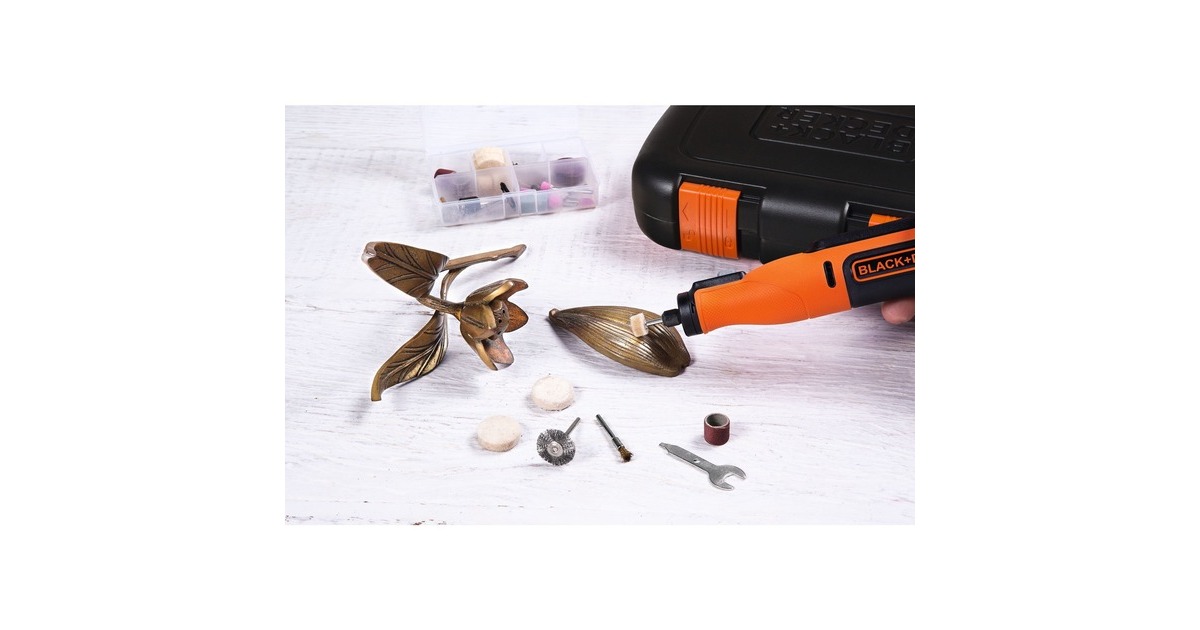 BLACK+DECKER Multifunktions-Werkzeug BCRT8IK-XJ, 7,2Volt(orange/schwarz, 52-teiliges Zubehör, im Koffer)