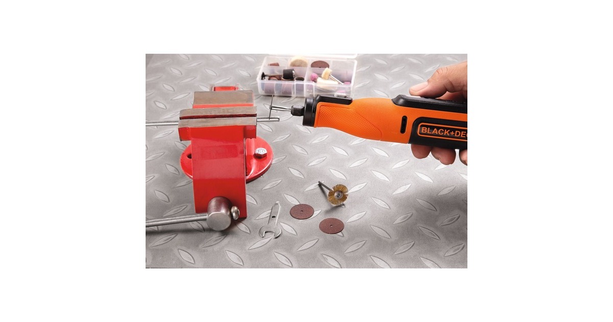 BLACK+DECKER Multifunktions-Werkzeug BCRT8IK-XJ, 7,2Volt(orange/schwarz, 52-teiliges Zubehör, im Koffer)